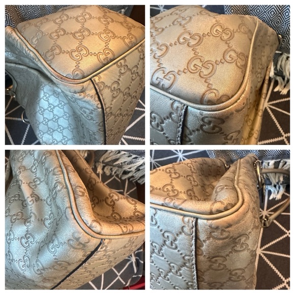 Gucci Guccissima Sukey Champagne Leather Tote Bag with Embossed GGs - Picture 9 of 15